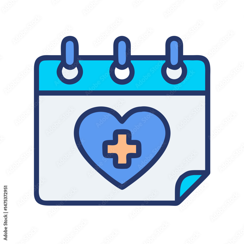 Fototapeta premium Calendar with Heart and Cross for Medical Appointment Reminder