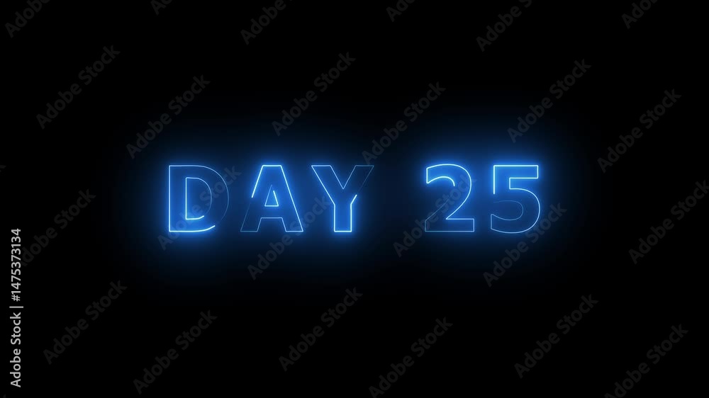 Day 25, 25 Day Text Animation Videos On Black Background. 25 Day To Go white Logo Animation Videos. white font against a solid black background centered well Day 25, 25 Day Text Animation Videos On Black Background. 25 Day To Go white Logo Animation Videos. white font against a solid black background centered well