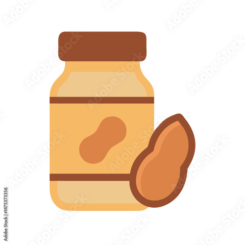 Peanut butter jar with peanut illustration on black background