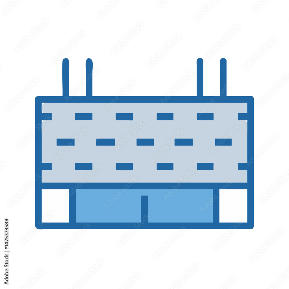 Abstract blue warehouse icon with flat minimalist style Abstract blue warehouse icon with flat minimalist style