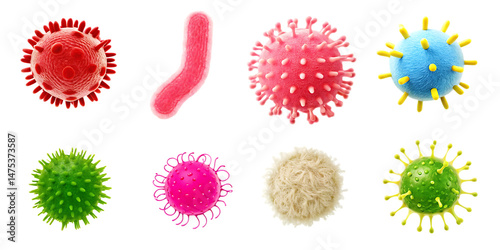 microbes and viruses isolated on white background PNG