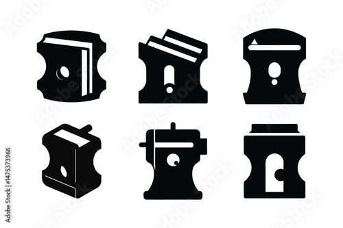 set of pencil sharpener black silhouette