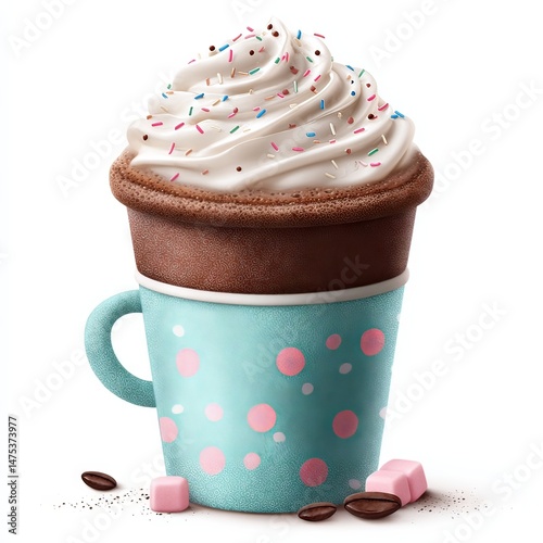 Delicious dessert cup filled with whipped cream and colorful sprinkles in a cozy setting