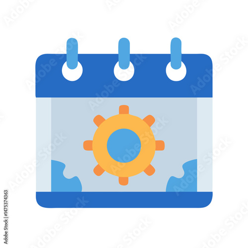 Calendar icon with gear illustration representing settings and updates