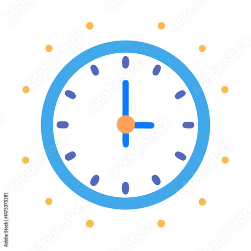 Stylized clock illustration showing a specific time on display