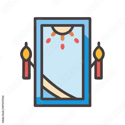 Tarot Card Illustration with the Sun and Candles Icon