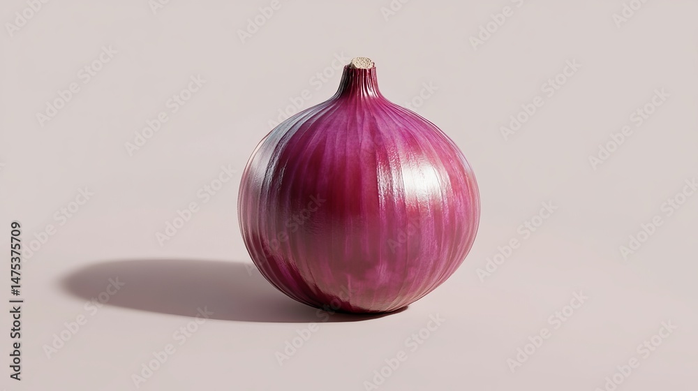 Fototapeta premium Single red onion vegetable studio photography image fresh food raw bulb diet life clean still tasty