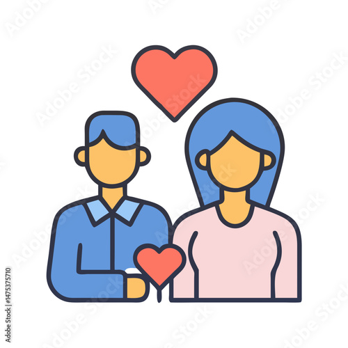 Abstract love relationship concept in modern flat design style