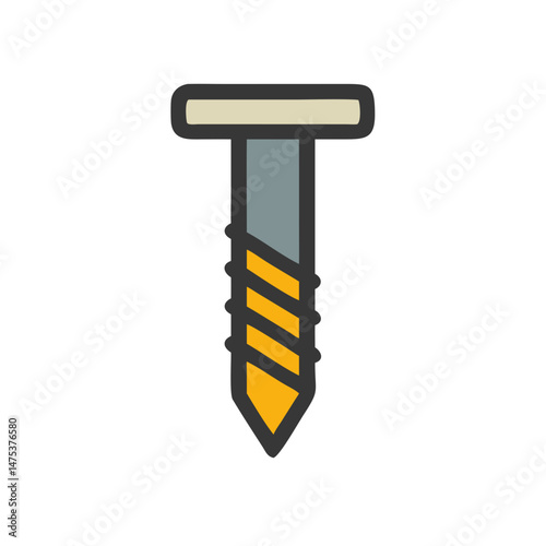 Isolated gray and gold screw on a White Background