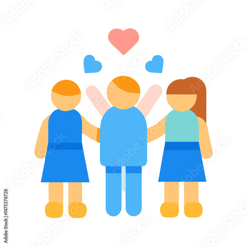 Flat design people sharing love on a black background