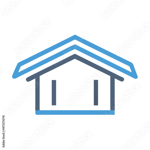 Simple blue house icon on White Background illustration