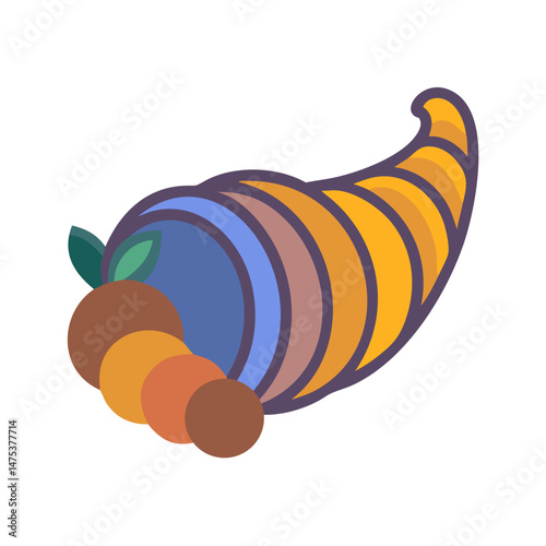 Stylized Thanksgiving cornucopia horn of plenty icon design