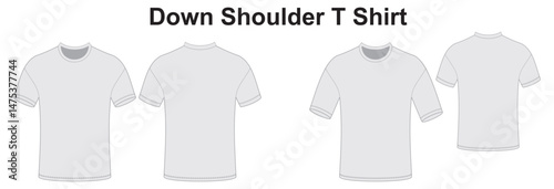 oversized t shirt unisex short sleeve drop shoulder crew neck plain white t shirt flat sketch vector technical cad drawing