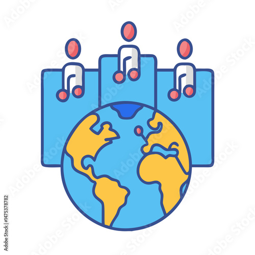 Global leadership conference icon on podium with earth graphic