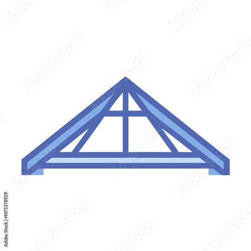 Blue truss framework on White Background represents structure design