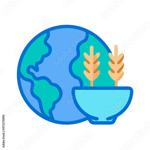 Global sustainable agriculture and food production illustration graphic icon