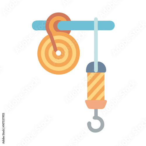 Flat vector pulley system with weight and hook design