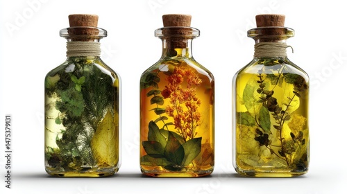 Organic Herb-Infused Oils Natural Wellness in Glass Bottles