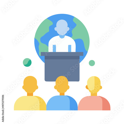 Global presentation vector design against a stark black backdrop