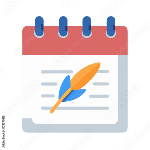 Calendar with a quill icon for event reminders planning