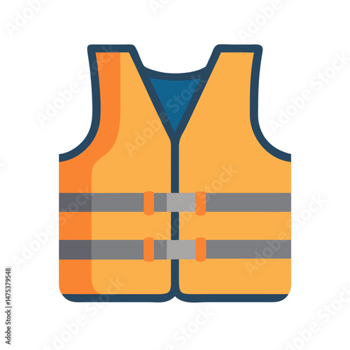 Orange life vest vector icon illustration safety gear