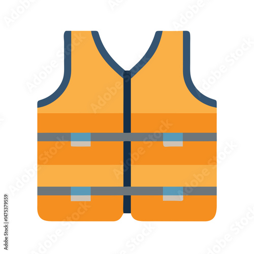 Isolated orange life vest on a White Background icon