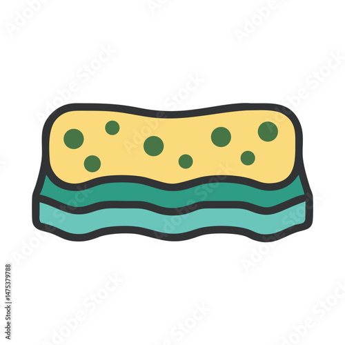 Modern sponge icon with vibrant colors on White backdrop