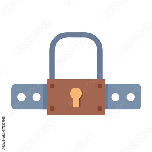 Padlock illustration with keyhole on White secure background