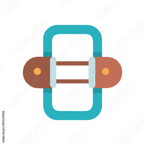 Isolated buckle with turquoise and brown colors on White