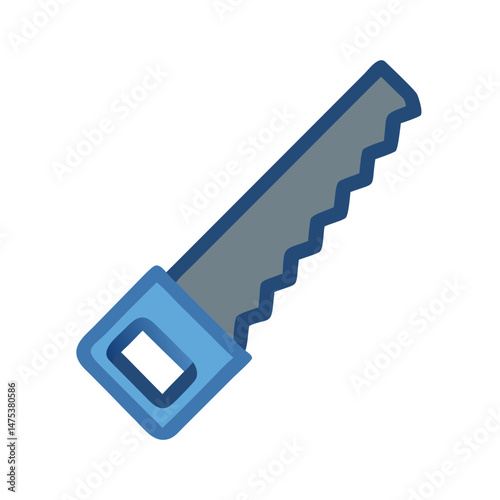 Blue carpenter saw against White Background, vector illustration style
