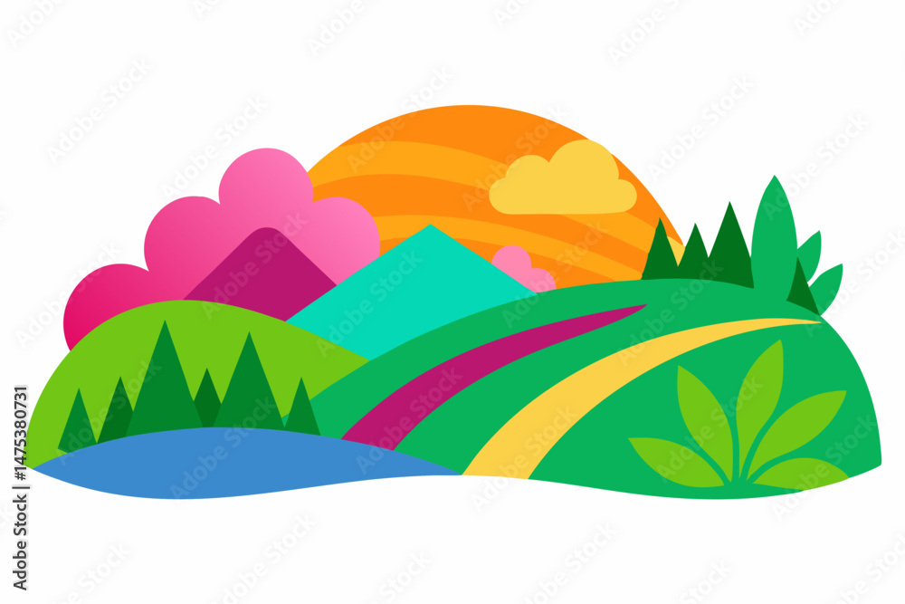 Obraz premium summer landscape with palm trees