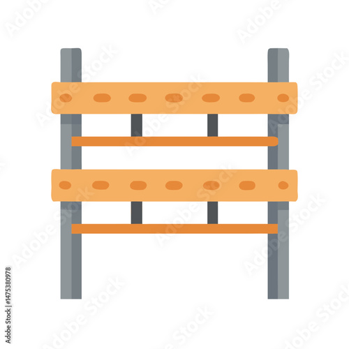 Wooden rack shelves storage unit on White Background