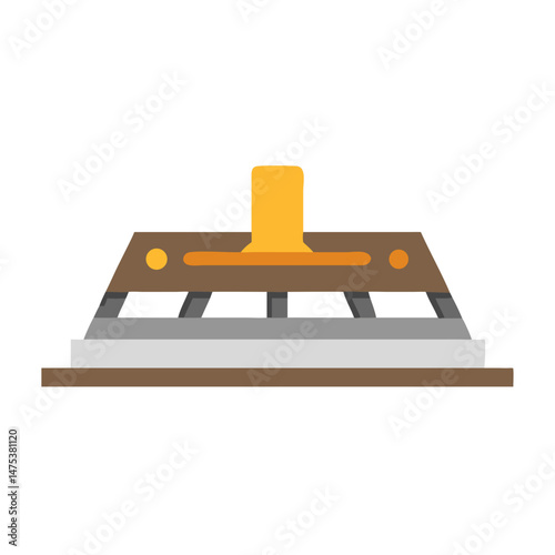 Abstract conveyor belt structure with yellow pillar on White Background