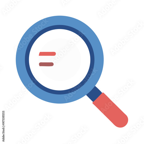 Blue magnifying glass with red lines for search concept