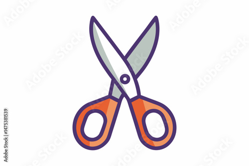 scissors with a red ribbon isolated