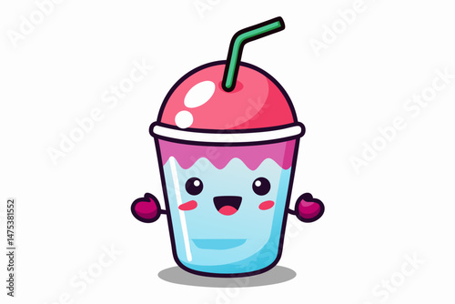 vector illustration of a strawberry in a glass