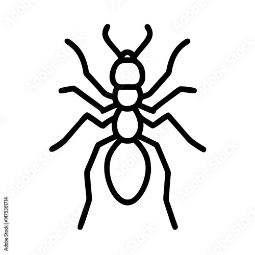 Simple graphic representation of an insect with eight legs and prominent antennae design element outline