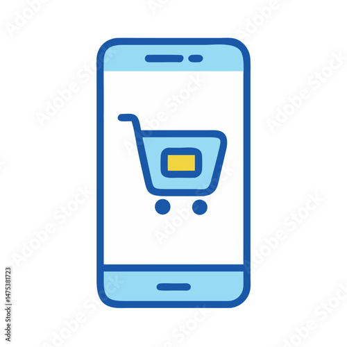 Smartphone with shopping cart icon illustration on screen