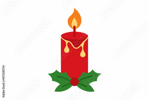 christmas candle on a red background