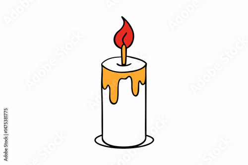 burning candle on a white background