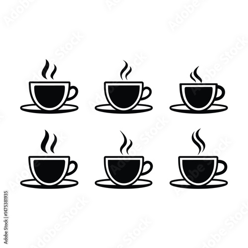 Classic Coffee Cup Silhouette Set Clipart