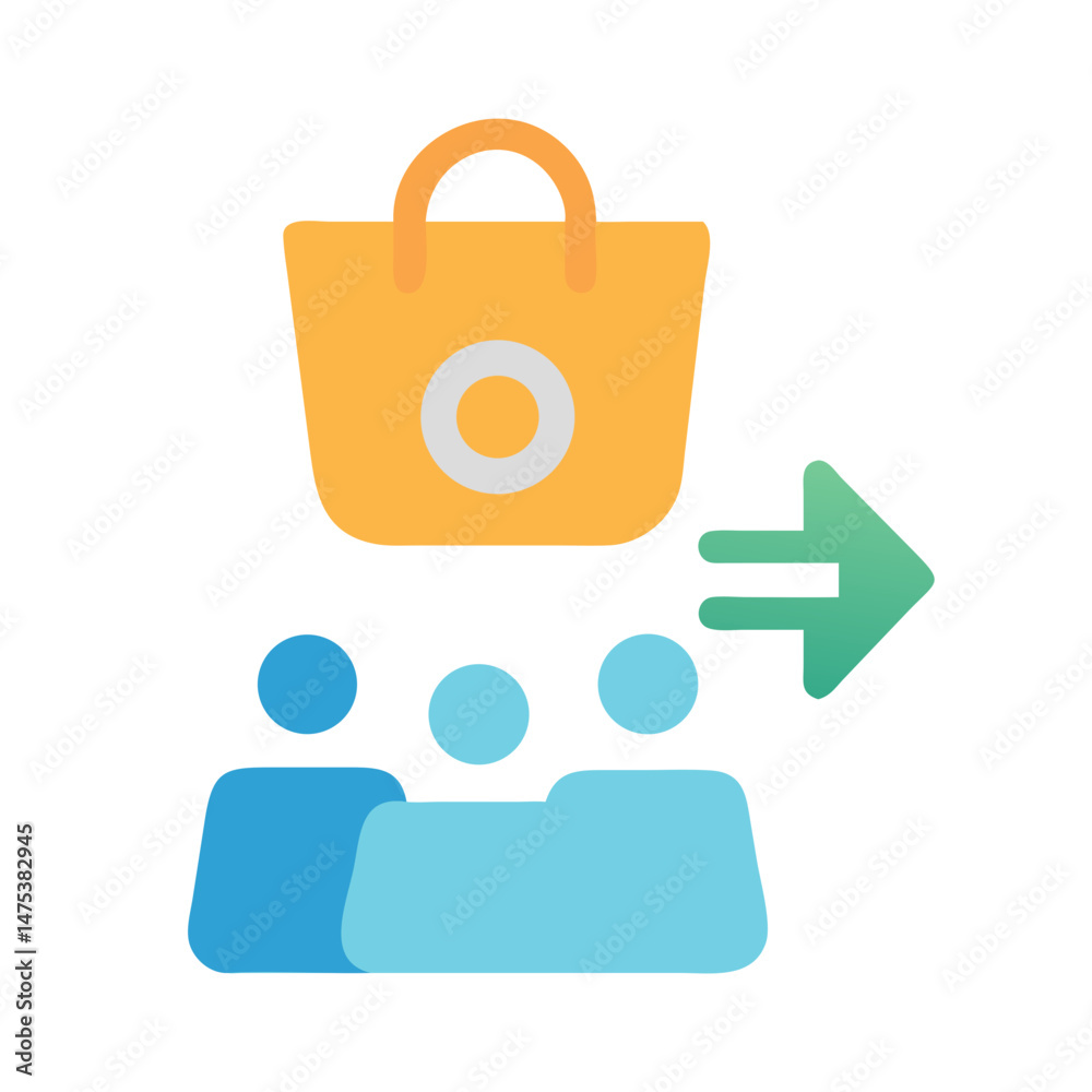 Online shopping group receiving order with delivery arrow icon Online shopping group receiving order with delivery arrow icon