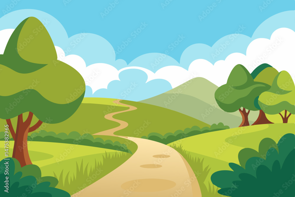 Obraz premium landscape with trees and hills