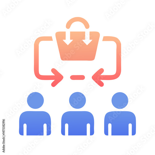 Consumer feedback loop and targeted marketing strategy visualization icon