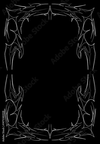 Gothic Neo tribal frame, cyber symmetrical shape, futuristic y2k abstract borders. Cyber sigilism vintage vector design elements isolated
