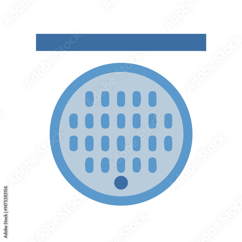 Blue manhole cover flat vector illustration with horizontal bar