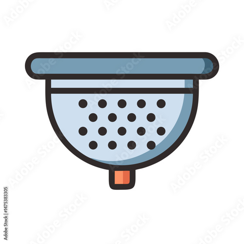 Simplified Icon of Colander on a White Background