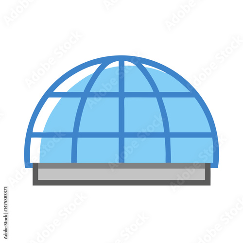 Blue glass geodesic dome icon in simple cartoon style