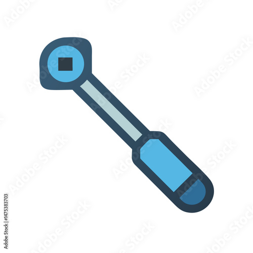 Illustration of a blue handle ratchet wrench icon tool