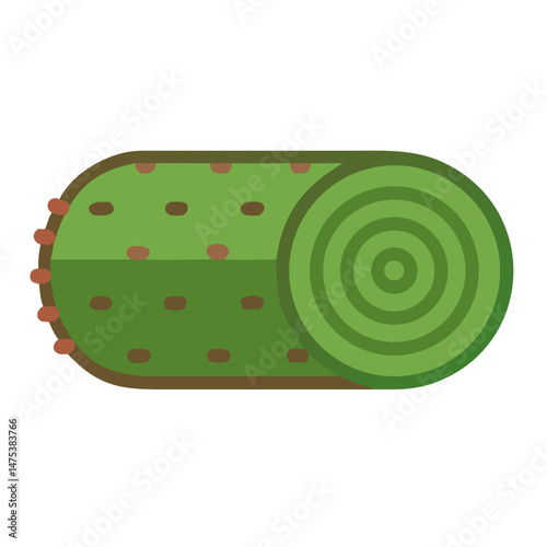Stylized turf roll with brown details on White Background